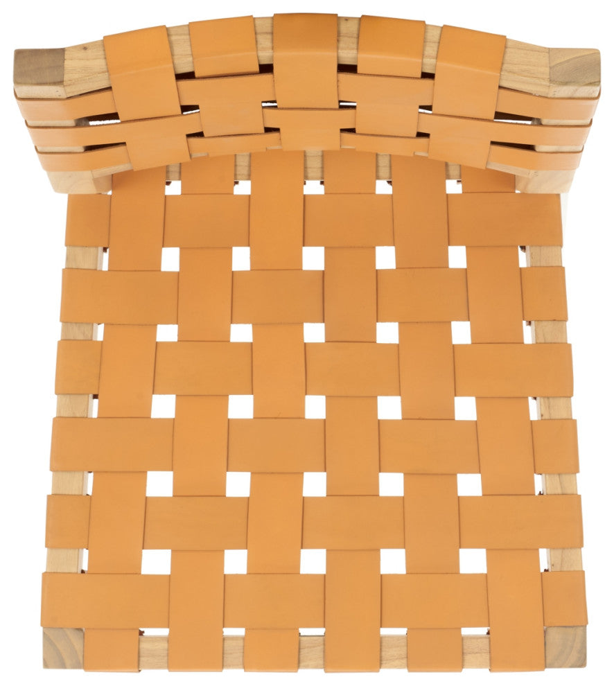 Safavieh Couture Bette Woven Leather Dining Chair, Tan/Natural