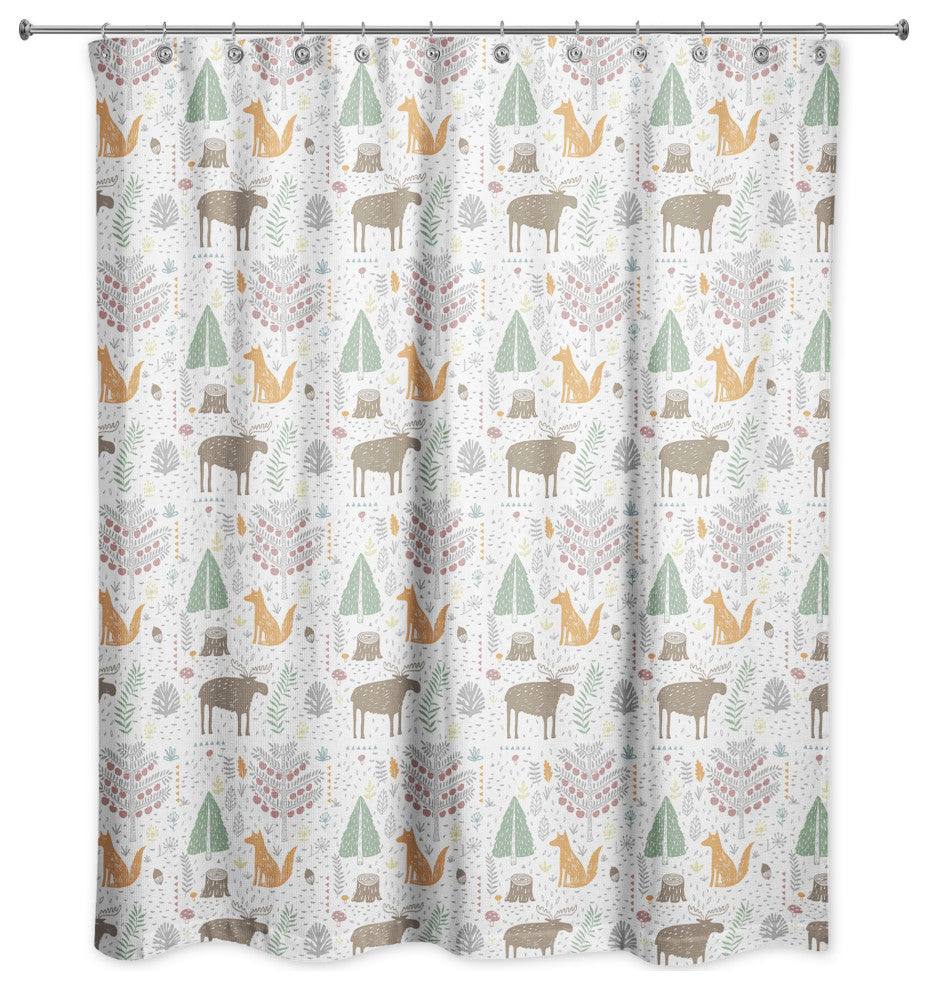 Woodland Animals Patten 71x74 Shower Curtain