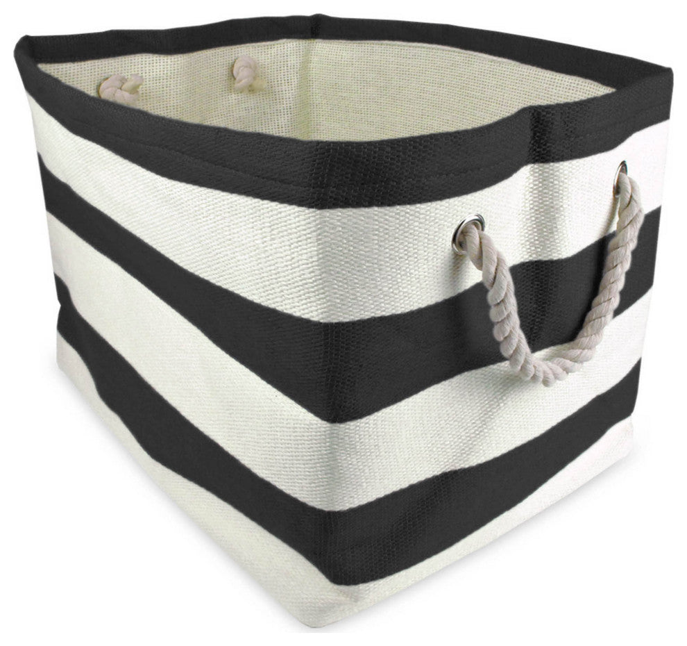 Paper Bin Stripe Black Rectangle Medium 15"x10"x12"
