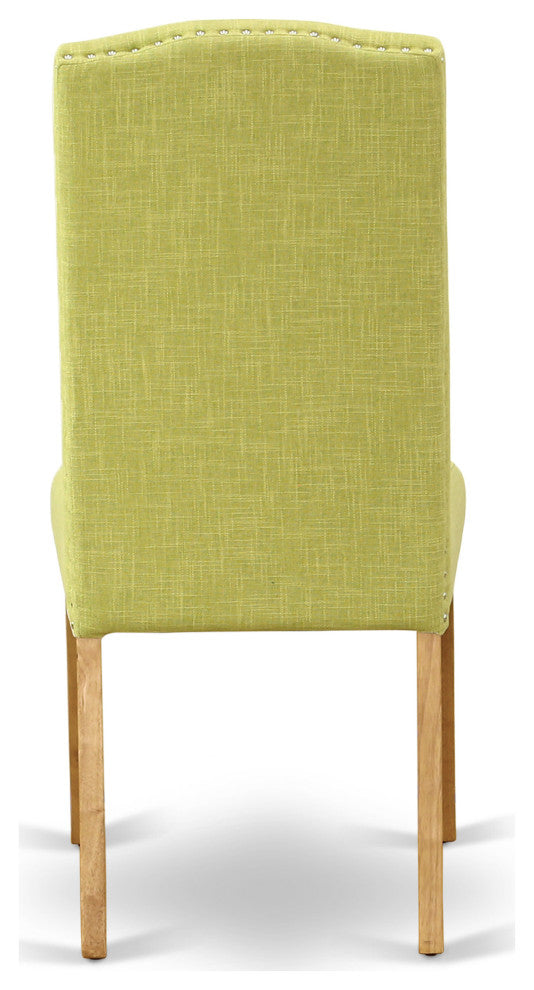 5Pc Square 36" Table And Four Parson Chair, Oak Leg And Linen Fabric Limelight