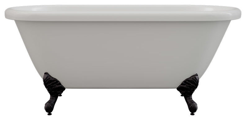 60" Acrylic Double Ended Clawfoot Tub No Faucet Holes "Jackson"