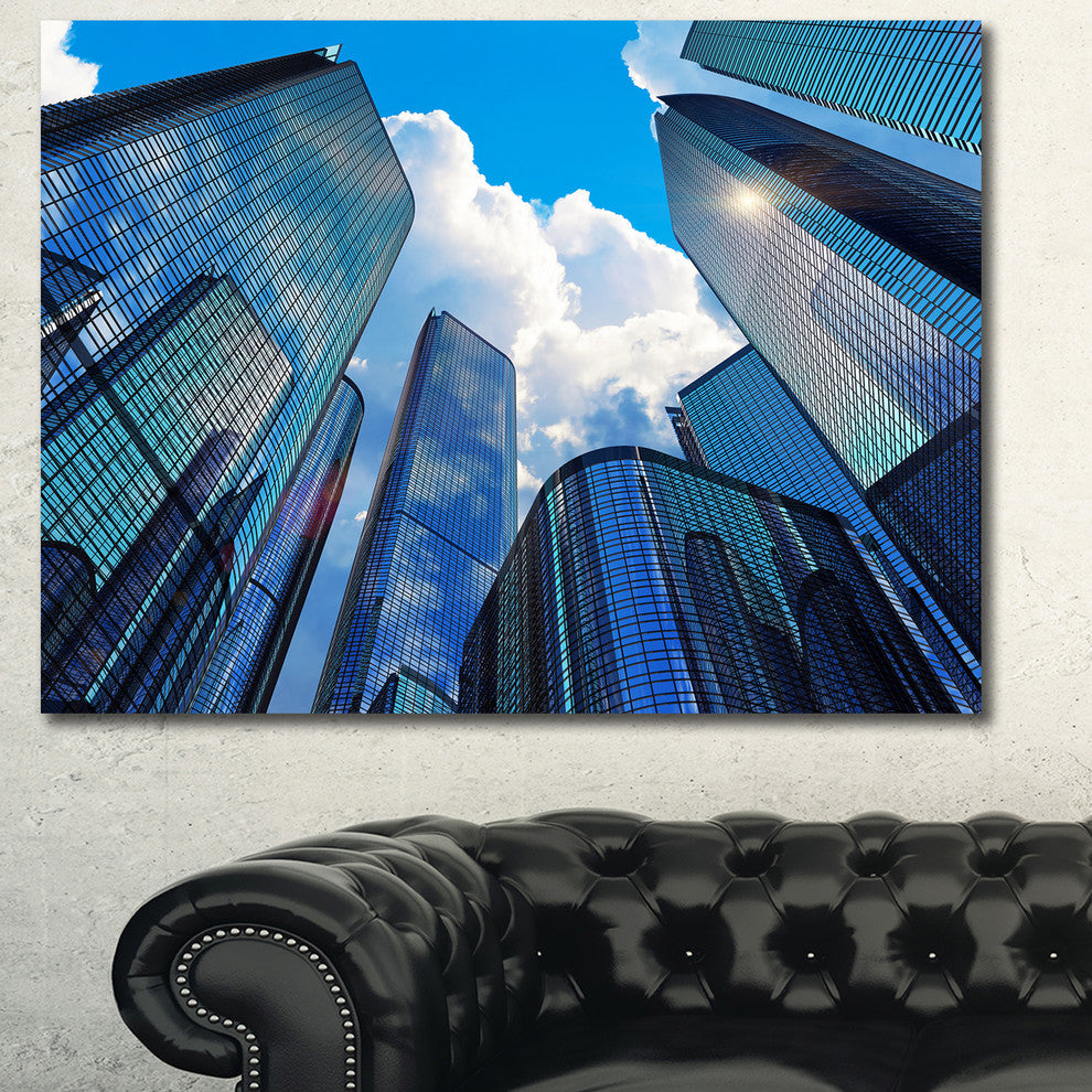 Elevated Business Buildings, Large Cityscape Canvas Art Print, 60x40