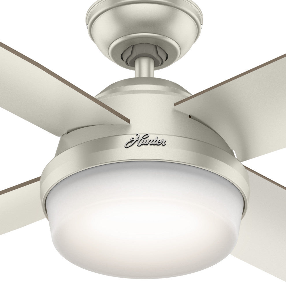 Hunter Fan Company Dempsey Damp Matte Nickel Ceiling Fan With Light/Remote, 52"