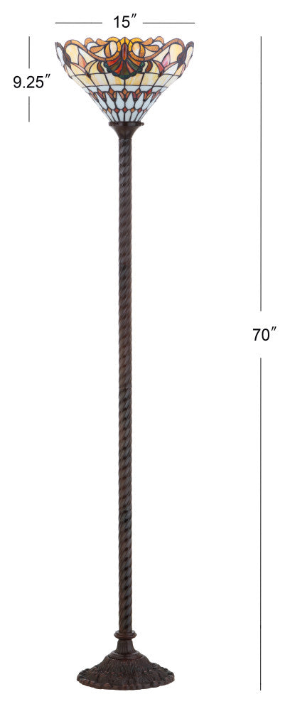 Davis Tiffany-Style 70" Torchiere Floor Lamp, Bronze
