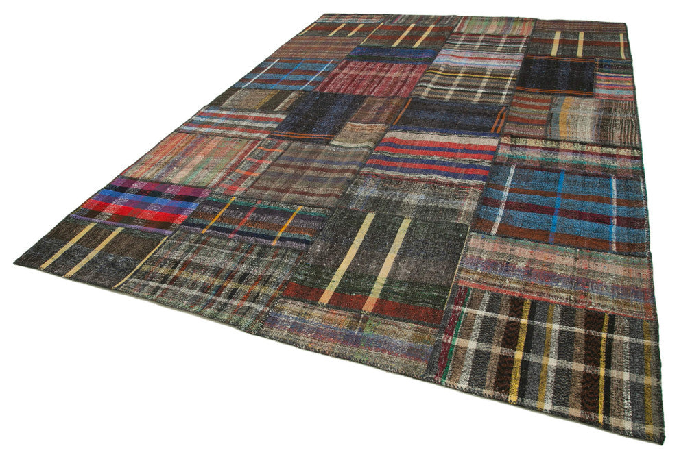 Rug N Carpet - Handmade Turkish 8' 2'' x 11' 10'' Wool Patchwork Kilim Rug