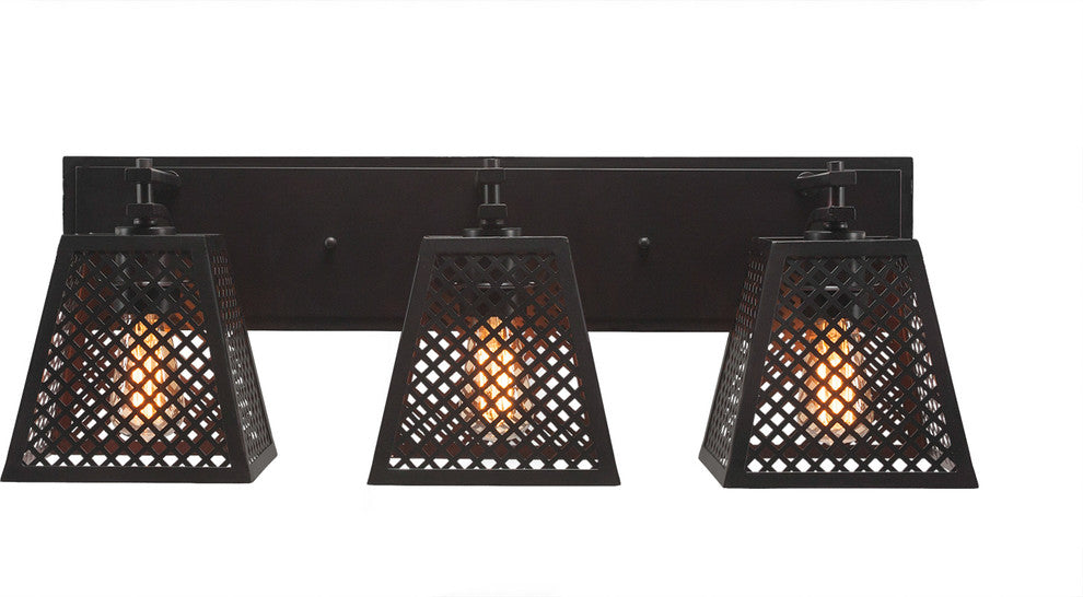 Corbello 3-Light Bath Bar, 7" Espresso Shades and Amber Antique LED Bulbs