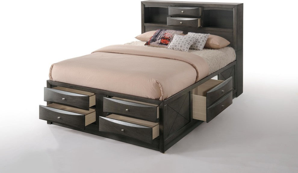 ACME Ireland Storage Bed, Gray Oak, Eastern King