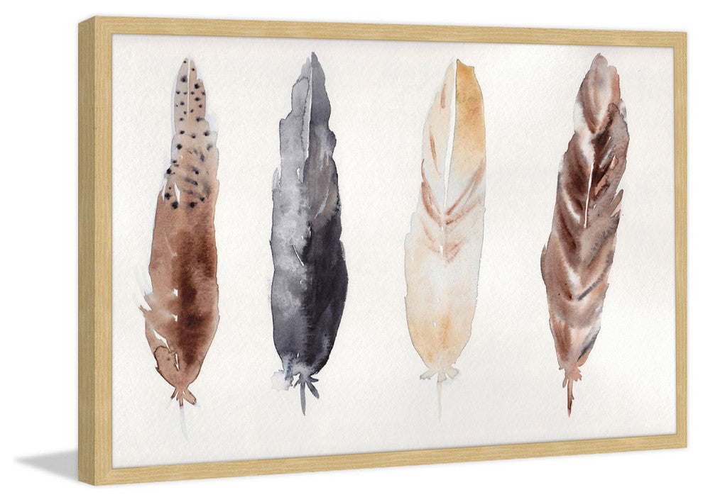 Marmont Hill, "Feathers" by Christine Lindstrom Framed Painting Print, 24x16