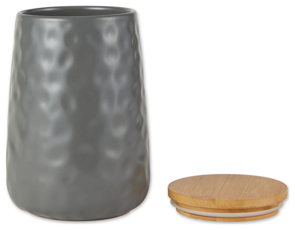 Gray Matte Dimple Texture Ceramic Canister (Set of 2)