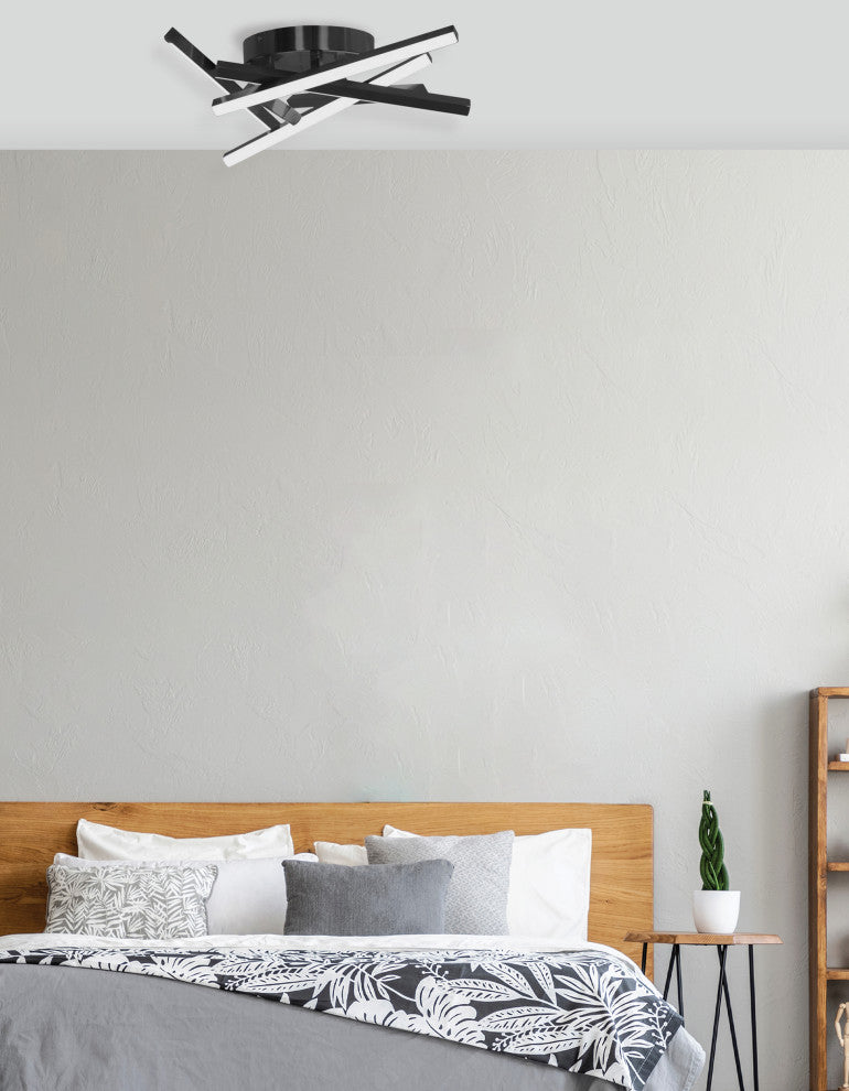 Carly Flush Mount, 43W, Matte Black, White Silicone Diffuser