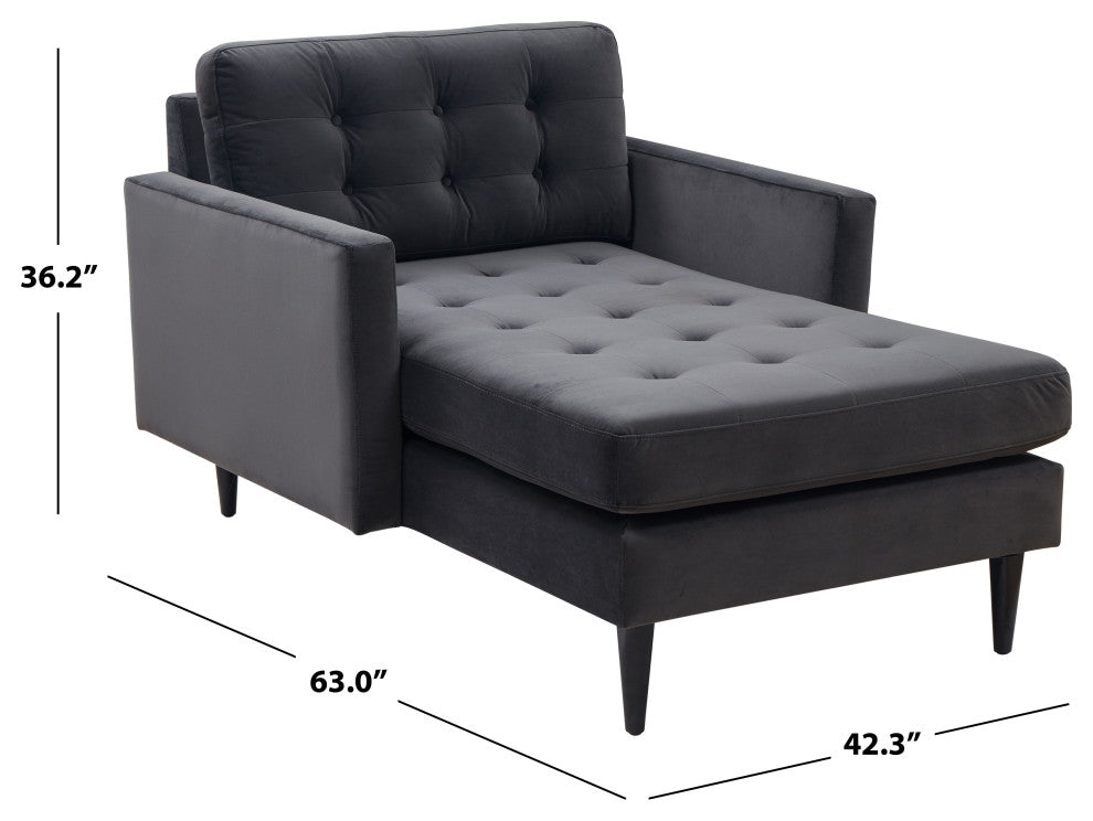 Safavieh Couture Curtis Tufted Chaise, Dark Grey, Dark Grey