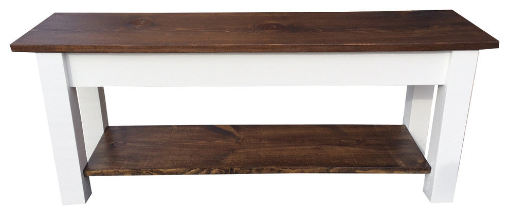 Colonial Harvest Bench With Shelf, Colonial, 66"