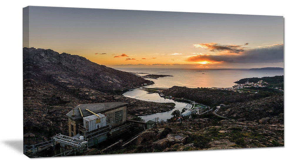 Ezaro Panorama Galicia Spain, Landscape Canvas Art Print, 32"x16"