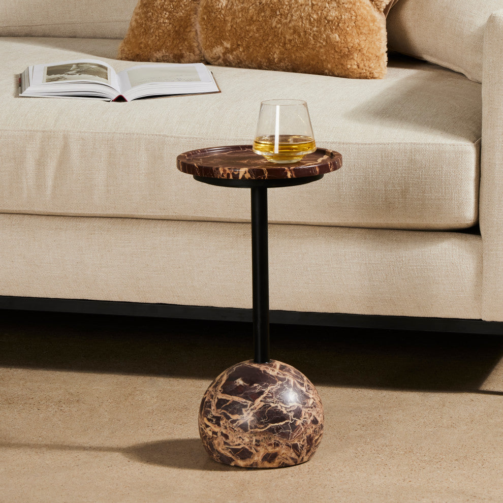 Viola Accent Table-Merlot Marble