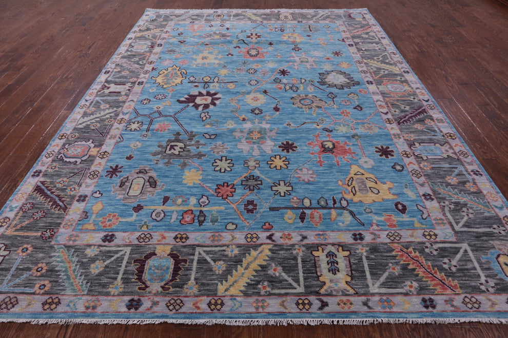 9' 3" X 11' 11" Turkish Oushak Hand Knotted Wool Rug - Q15649