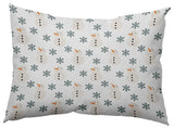 Snow Men In Snowstorm Accent Pillow, Blustone Green, 14"x20"