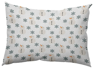 Snow Men In Snowstorm Accent Pillow, Blustone Green, 14"x20"
