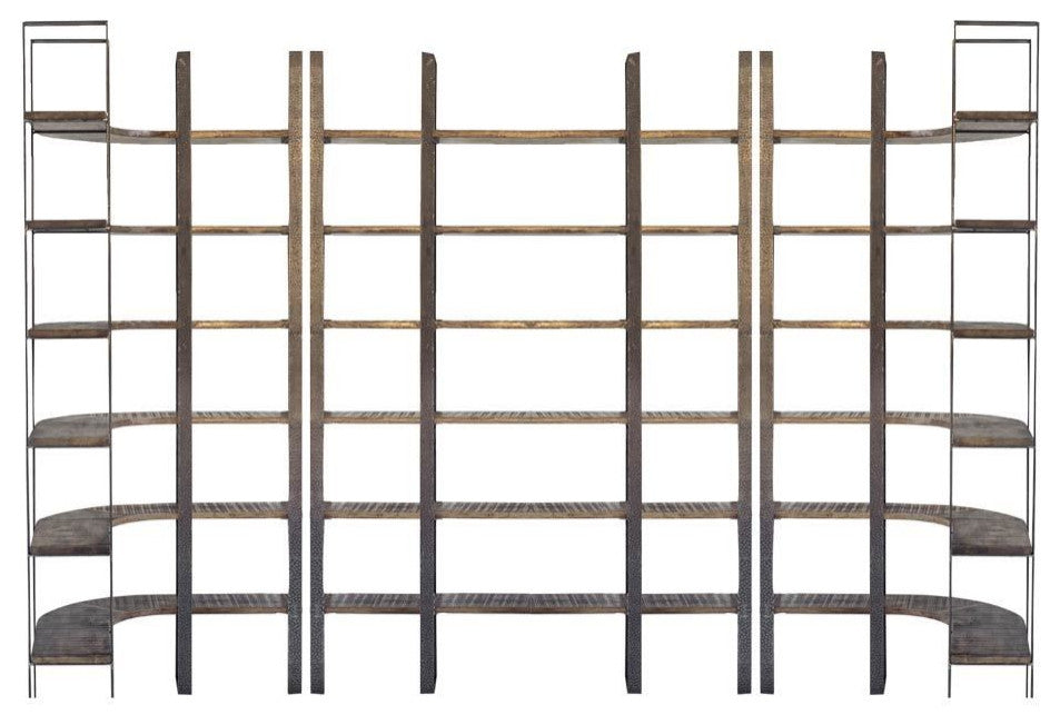 Brown Wood and Iron Six Shelf Standing Unit