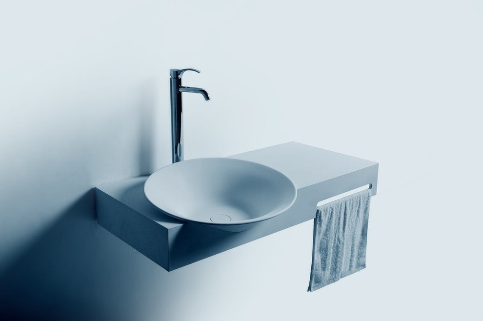 ADM Circular Wall Mounted Sink, White, 40", Matte White