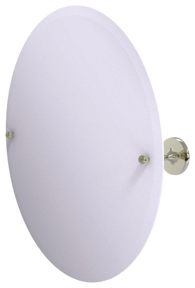 Shadwell Frameless Round Beveled Edge Tilt Mirror, Polished Nickel