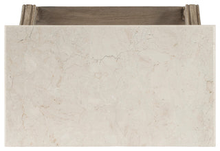 Mabel Genuine Marble and Wood 1-Drawer Nightstand, Gray