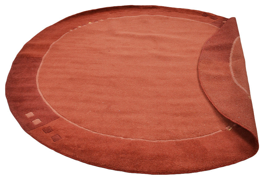 Hand Knotted Tibbati Wool Area Rug Contemporary Orange
