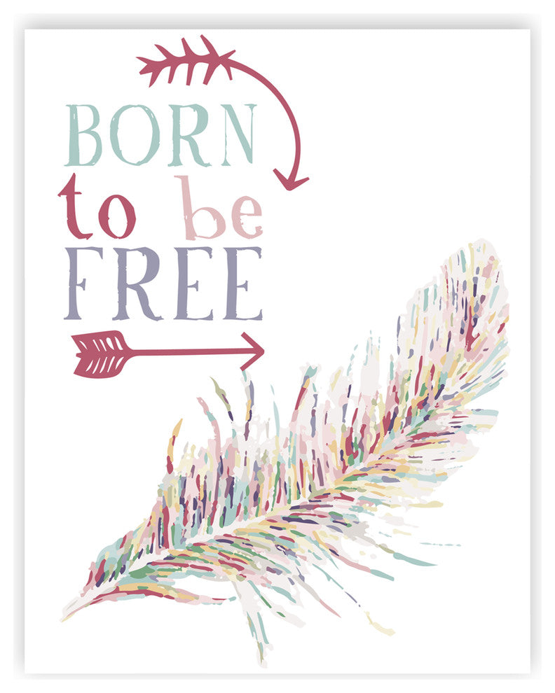 Born To Be Free + Feather Paper Print, 11"x14"