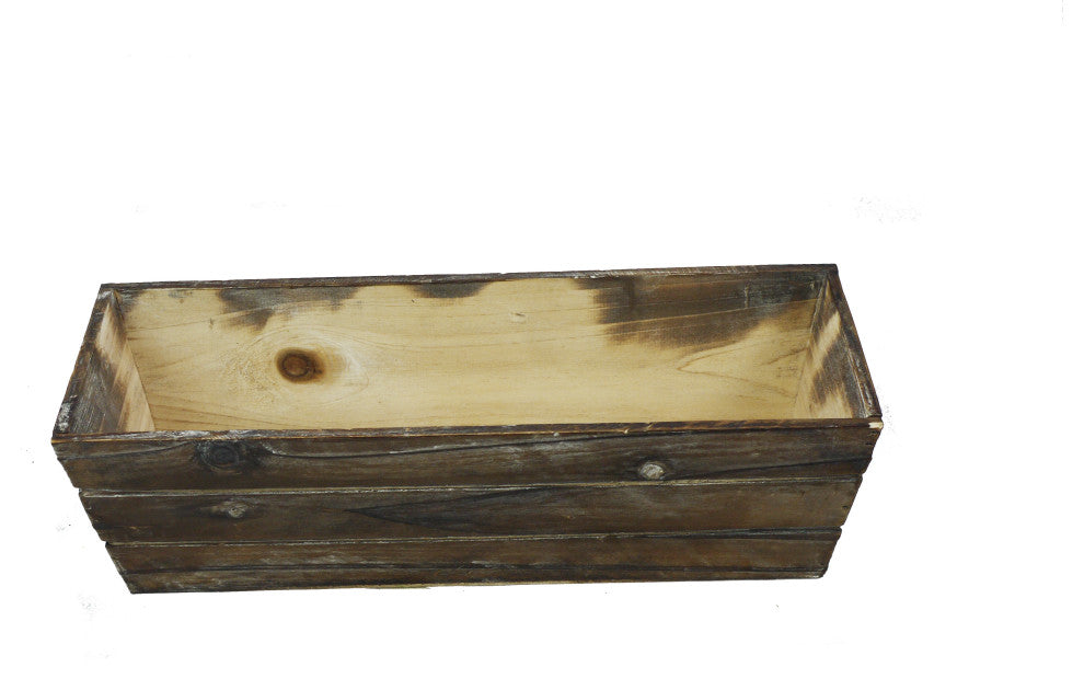 14" Wood Triple Rectangle Wood Planter