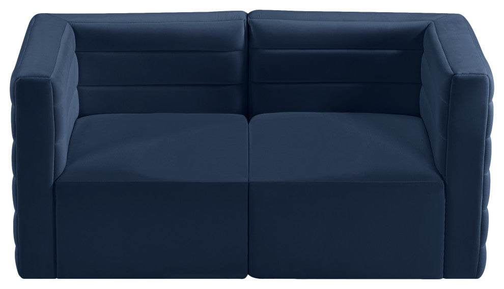 Quincy Velvet Upholstered 2-Piece Modular Sofa, Navy