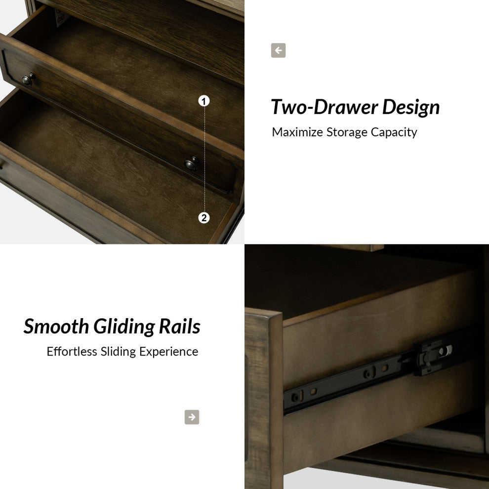 Drawer Solid Wood Nightstand, Kona, Single