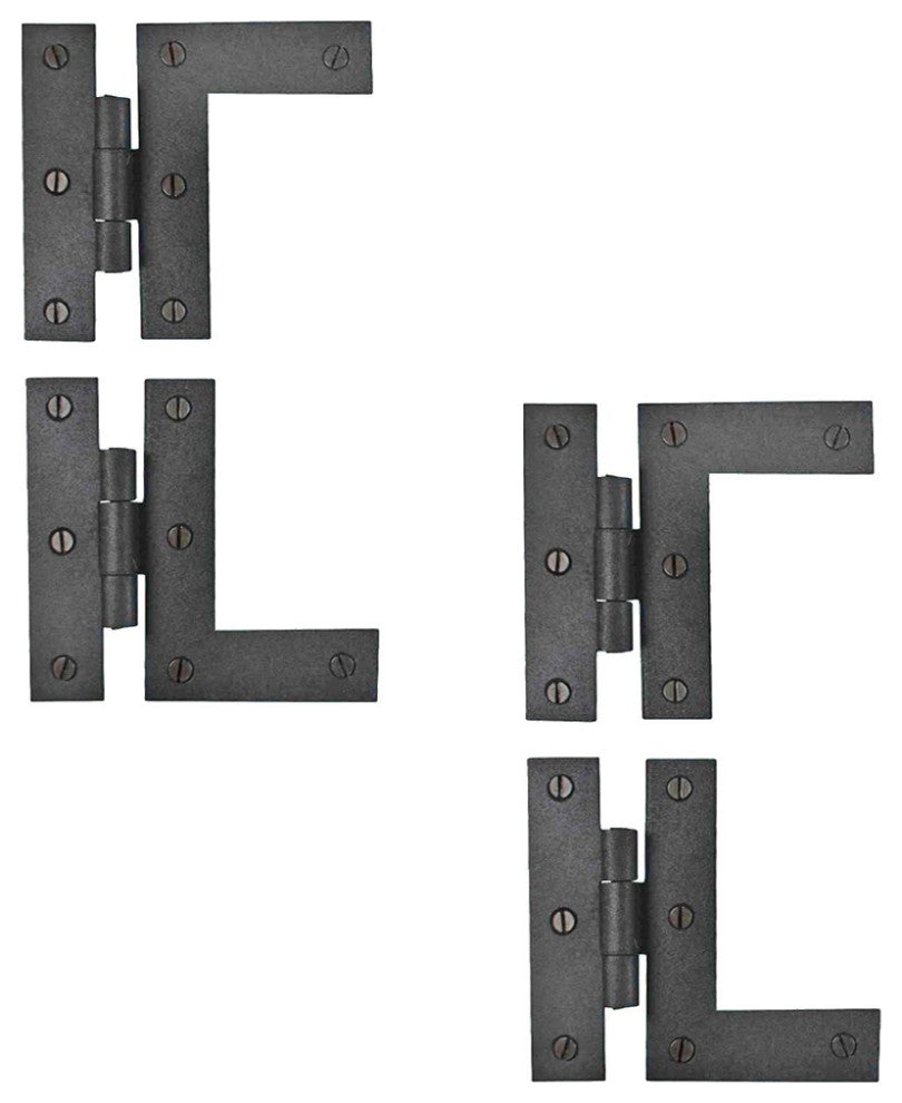 Wrought Iron Cabinet Hinges - Black - Left and Right - Colonial Style Pack of 2
