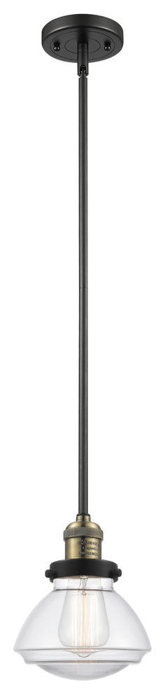 Olean 1-Light Mini Pendant, Black Antique Brass, Clear