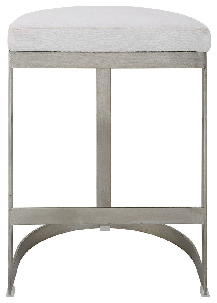 Uttermost Ivanna Backless Silver Counter Stool