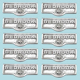 10 Switch Plate Tags BEDROOM Name Signs Labels Chrome Brass |