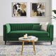 Loveseat Sofa, Velvet, Green, Modern, Living Lounge Room Hotel Lobby Hospitality