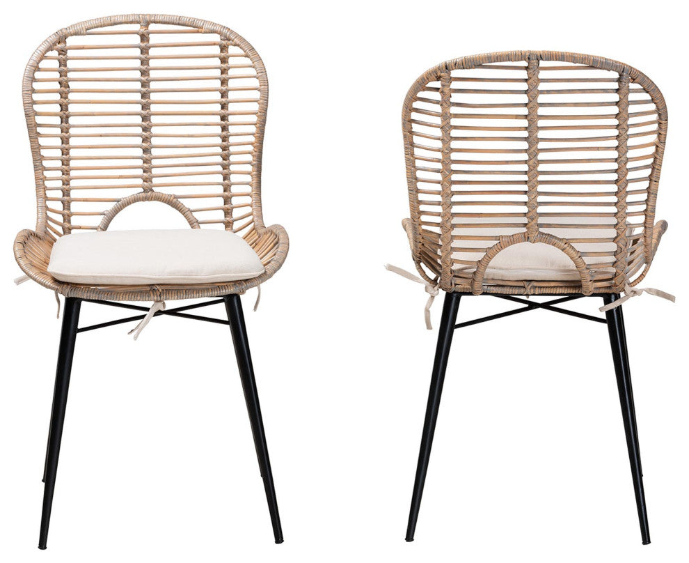 Sheryl Rattan Dining Chairs, Set of 2, Gray Wash