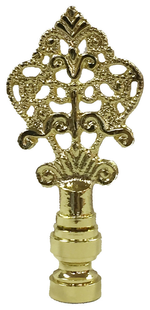 Royal Designs Vintage Key Design Finial, Polished Brass , Single