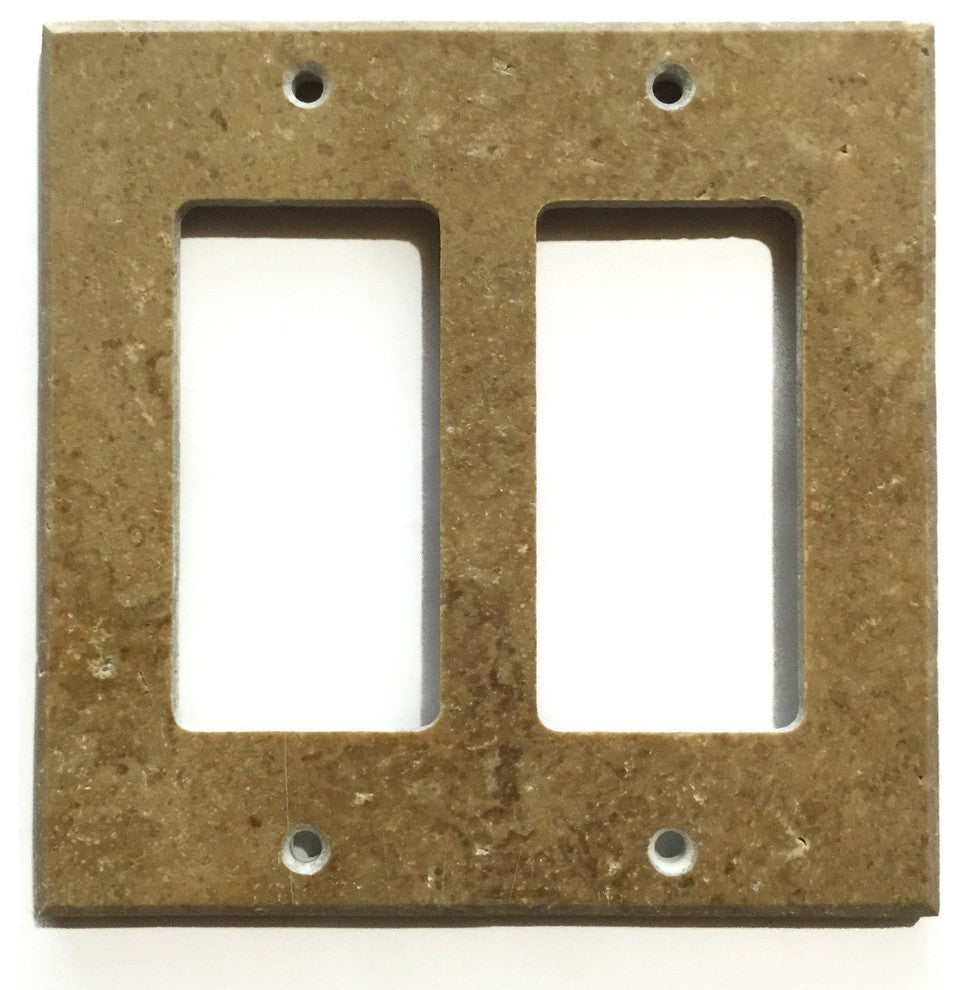 Noce Travertine Double Rocker Switch Wall Plate / Switch Plate / Cover - Honed