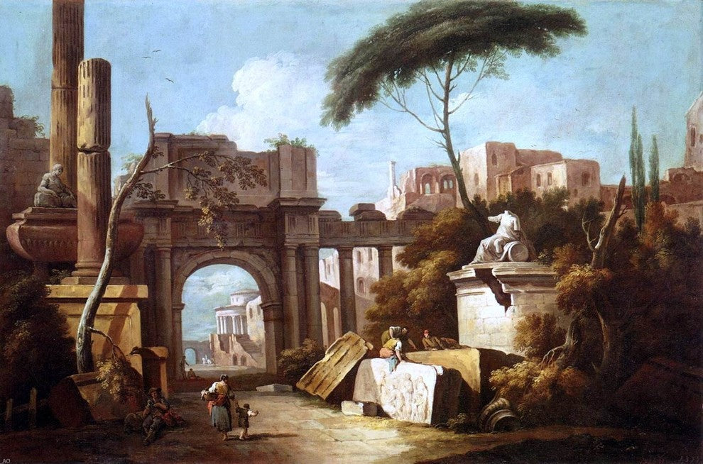 Giuseppe Zais Ancient Ruins With a Great Arch and a Column Wall Decal
