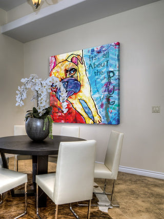 "Pug II Pop Art" Painting Print on Wrapped Canvas