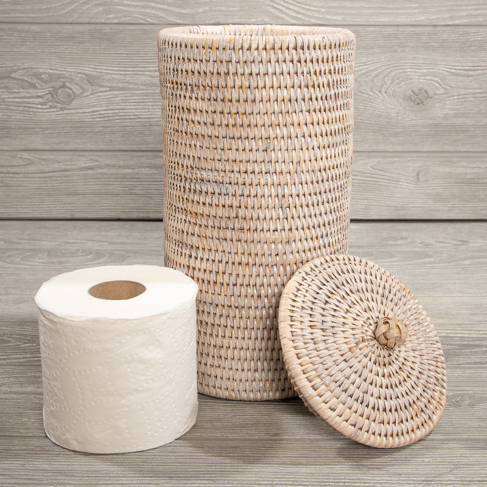 Artifacts Rattan™ Double Toilet Roll Holder, White Wash