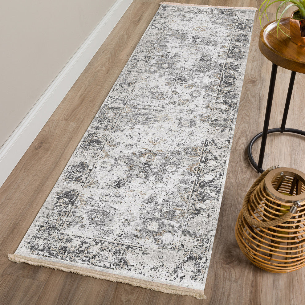 Indoor/Outdoor Marbella MB2 Linen Machine Washable 2'3" x 12' Runner Rug