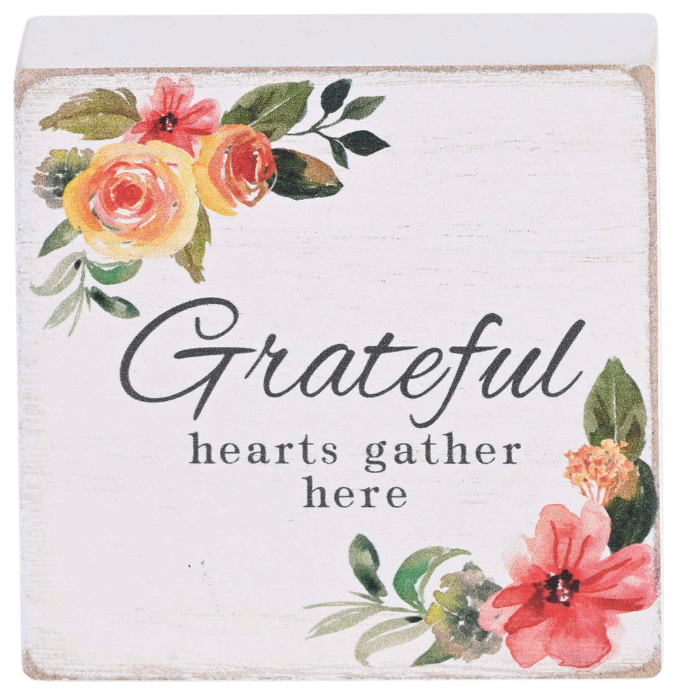 Tabletop Plaque Grateful Hearts 3x3