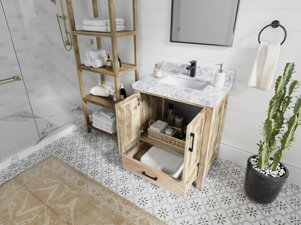 Malibu Mango 30 Single Sink Bath Vanity in White Washed 2" Empira Quartz