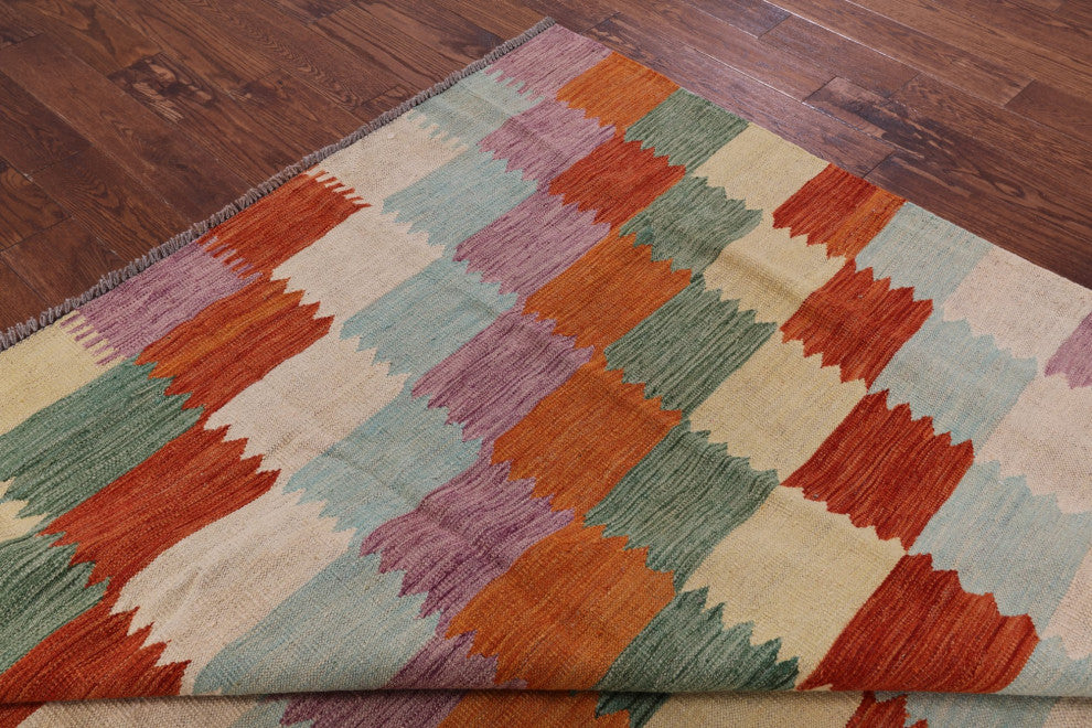 6' 10" X 9' 6" Wool On Wool Flat Weave Kilim Rug - Q12598