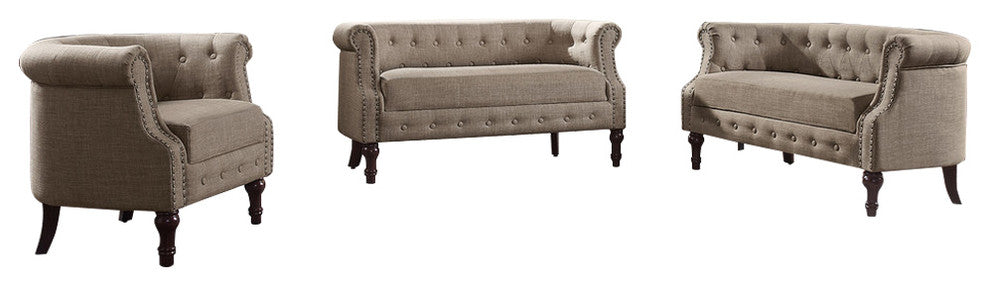 Celestia 3-Piece Living Room Set, Brown