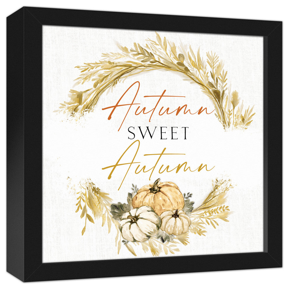 Autumn Hay Wreath 13.73 x 13.73 Black Framed Canvas