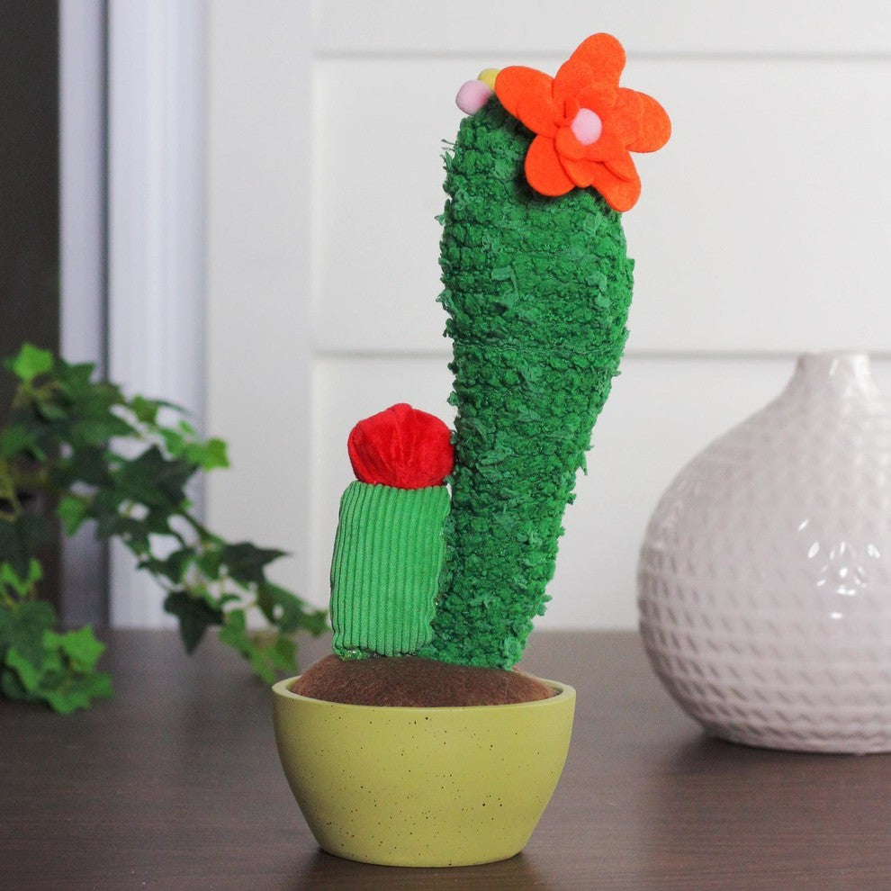 12" Mixed Artificial Plush Cactus Plant, Faux Ceramic Pot