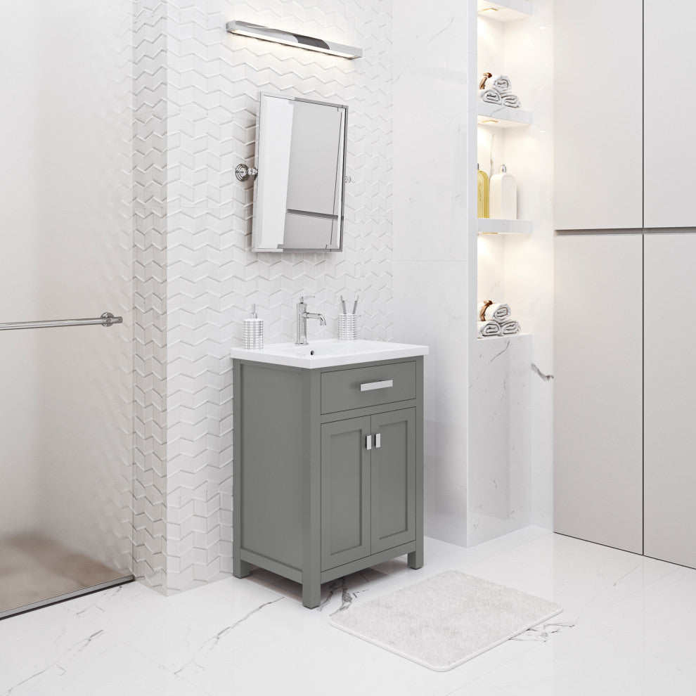 Myra 24 In. Integrated Ceramic Sink Top Vanity in Cashmere Grey with Faucet