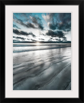 "Silver Sun" Black Framed Art Print, 26"x32"x1"
